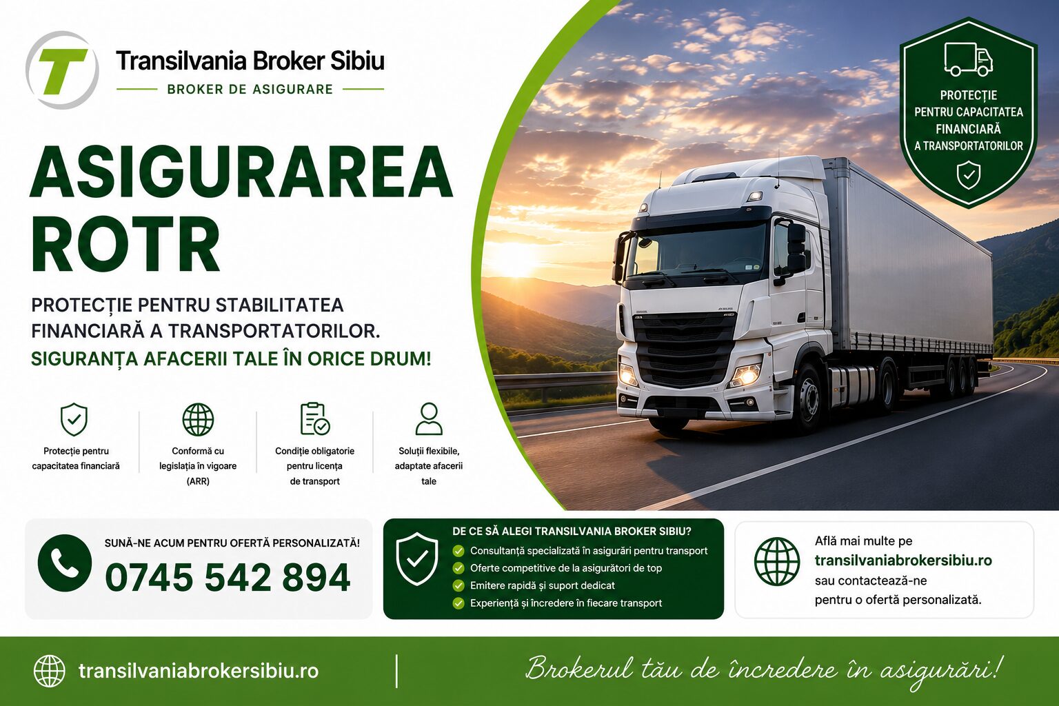 Asigurari Transilvania Broker Sibiu - Asigurarea Capacitatii Financiare a Operatorilor de Transport Rutier - ROTR 1 Asigurarea rotr (risc financiar arr)