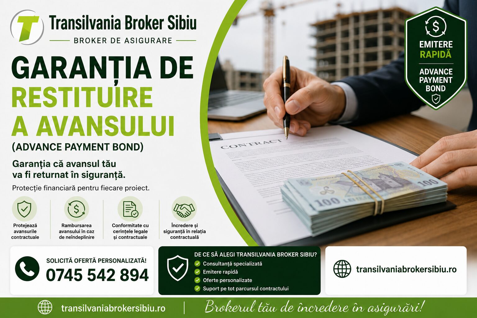 Asigurari Transilvania Broker Sibiu - Garantia de restituire a avansului (ADVANCE PAYMENT BOND) Asigurare Garantii 1 Garantia de restituire a avansului (advance payment bond)